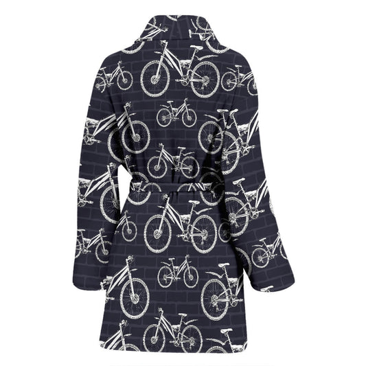Mountain bike Pattern Print Design 02 Women Bathrobe