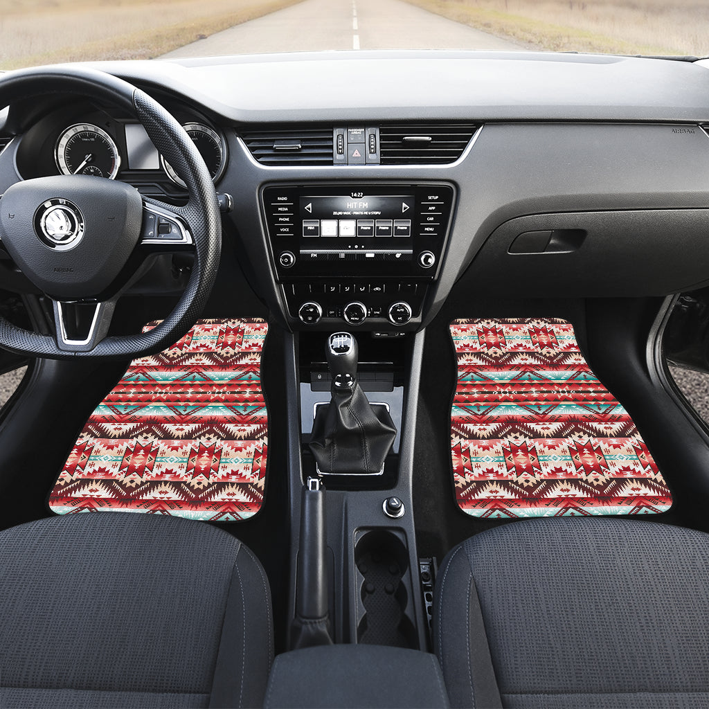 Aztec Western Style Print Pattern Car Floor Mats Front Back