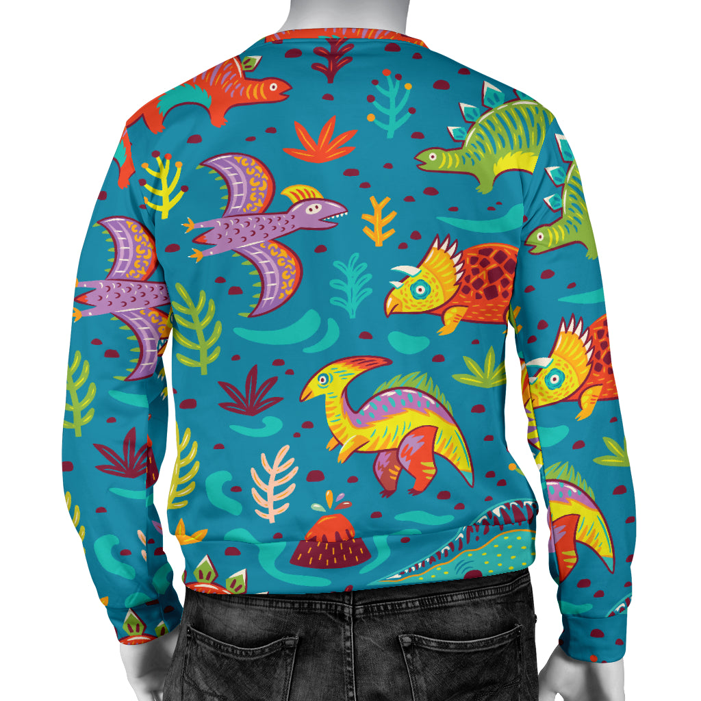 Dinosaur Cartoon Style Men Long Sleeve Sweatshirt