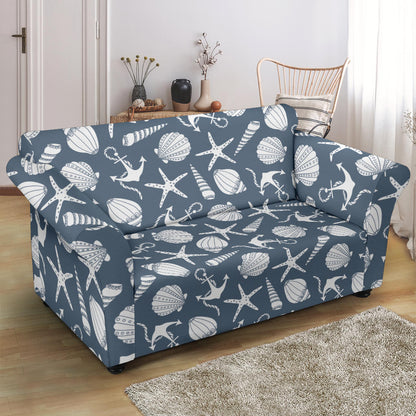 Seashell Print Design LKS306 Loveseat Couch Slipcover