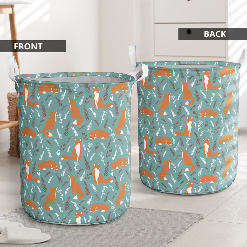 Fox Forest Print Pattern Laundry Basket