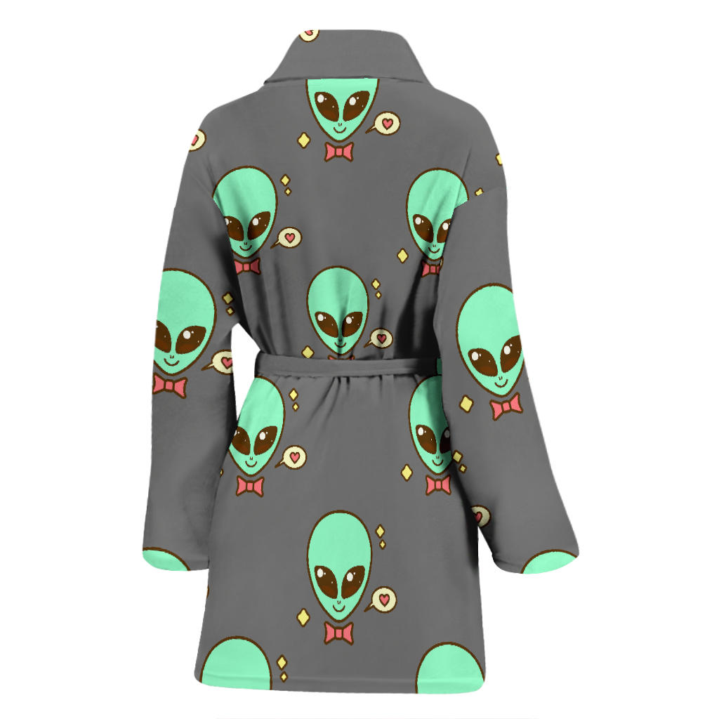 Alien Pattern Print Design 02 Women Bathrobe
