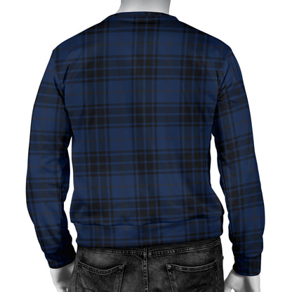 Navy Blue Tartan Plaid Pattern Men Long Sleeve Sweatshirt
