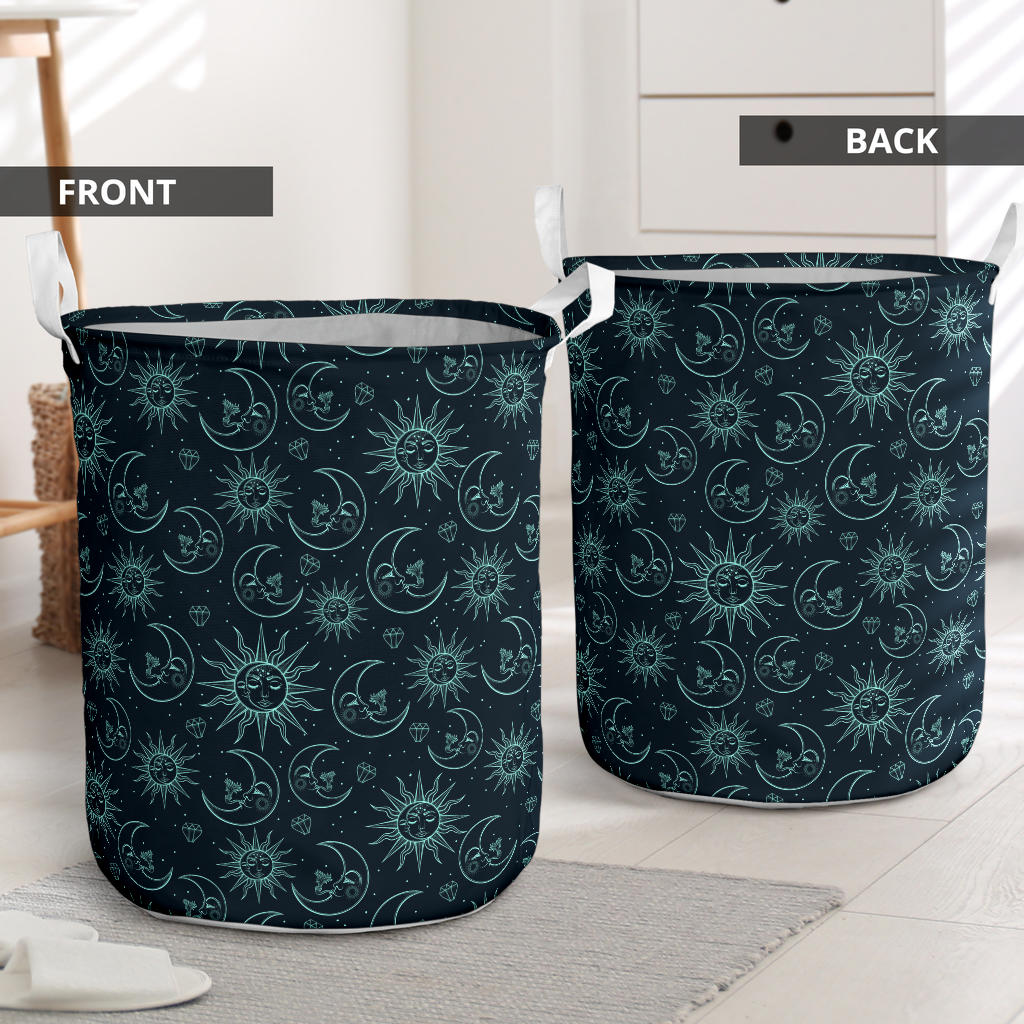 Sun Moon Magic Design Themed Print Laundry Basket