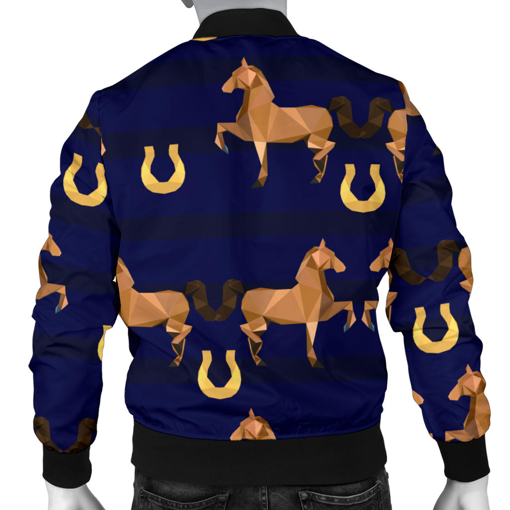 Horse Luxury Themed Pattern Print Men Bomber Jacket