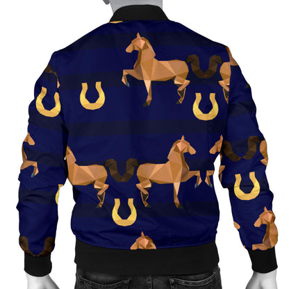 Horse Luxury Themed Pattern Print Men Bomber Jacket