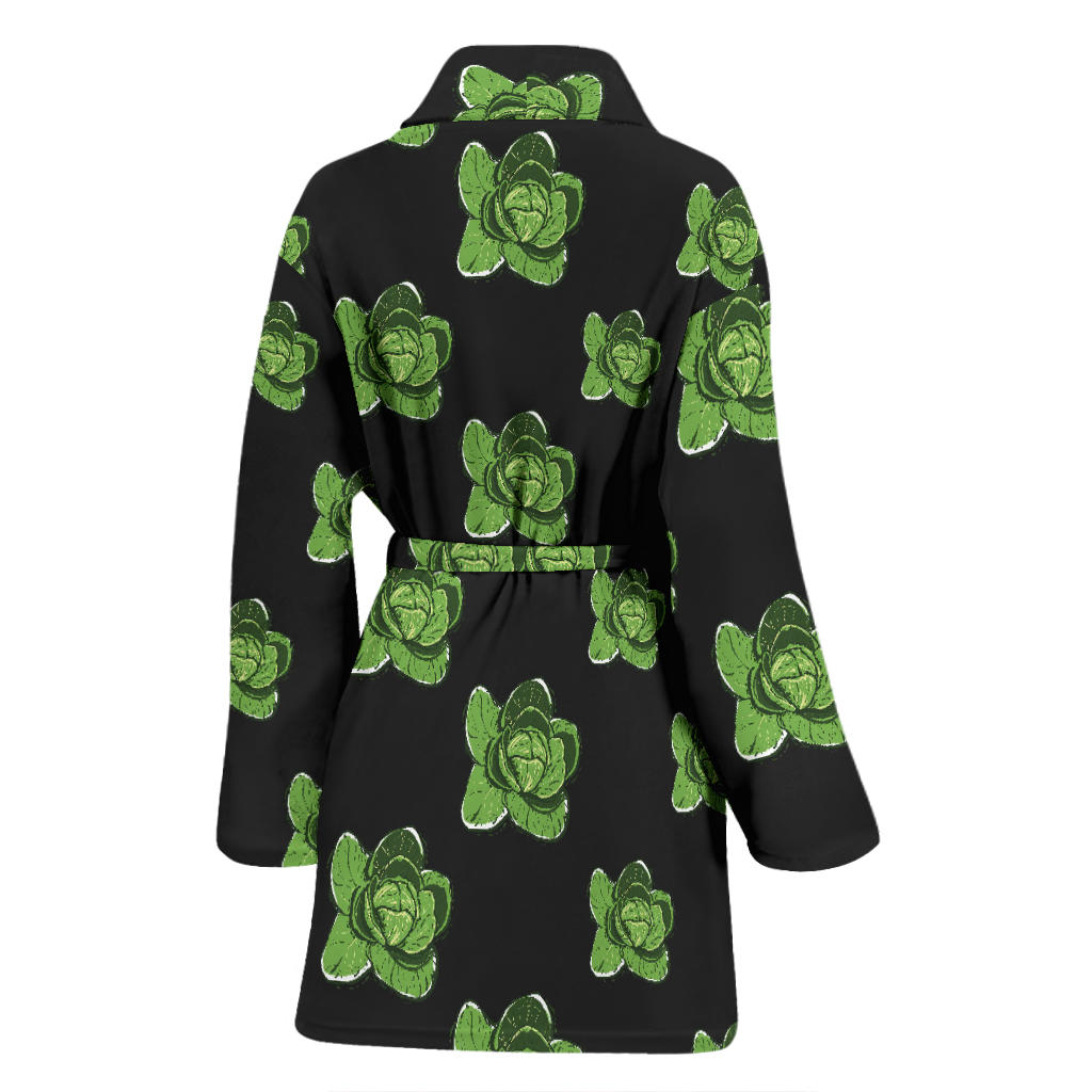 Cabbage Pattern Print Design 03 Women Bathrobe