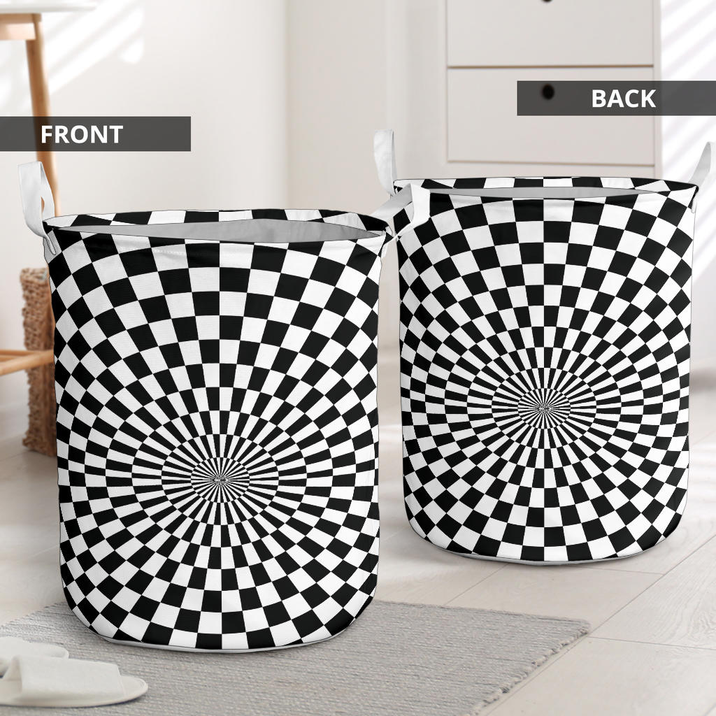Checkered Flag Optical illusion Laundry Basket