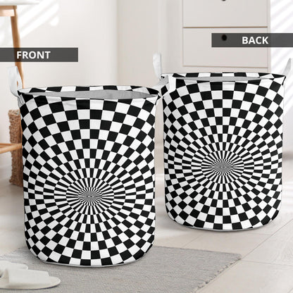 Checkered Flag Optical illusion Laundry Basket