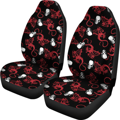 Skull With Red Dragon Print Design LKS304 Car Seat Covers