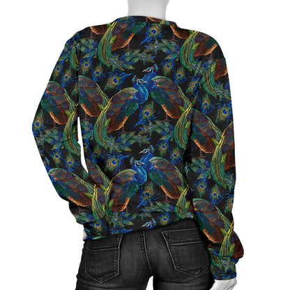 Peacock Themed Design Print Women Long Sleeve Sweatshirt