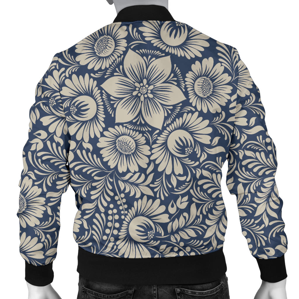 Elegant Floral Print Pattern Men Bomber Jacket