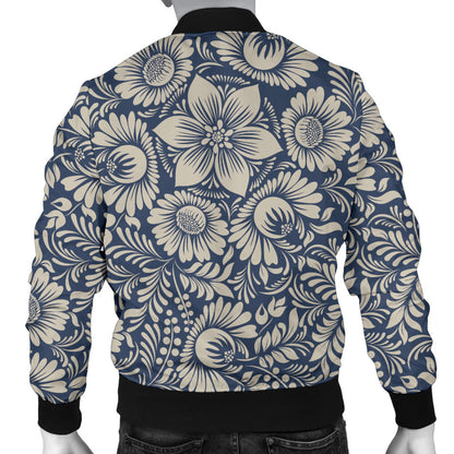 Elegant Floral Print Pattern Men Bomber Jacket