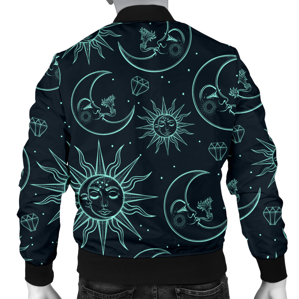 Sun Moon Magic Design Themed Print Men Bomber Jacket