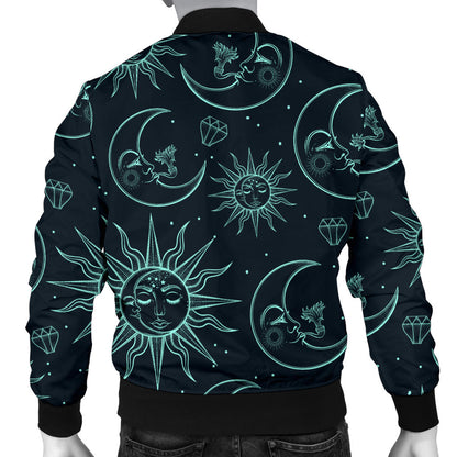 Sun Moon Magic Design Themed Print Men Bomber Jacket