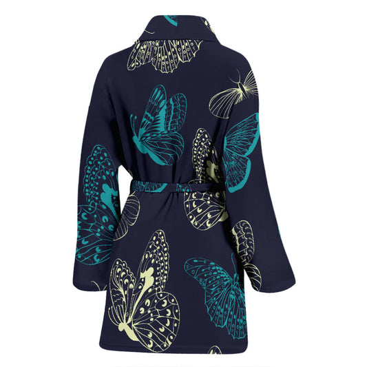 Monarch Butterfly Pattern Print Design 01 Women Bathrobe