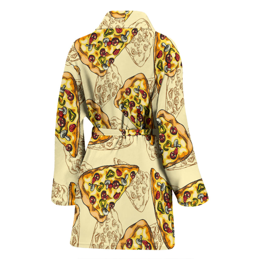 Pizza Pattern Print Design A01 Women Bathrobe
