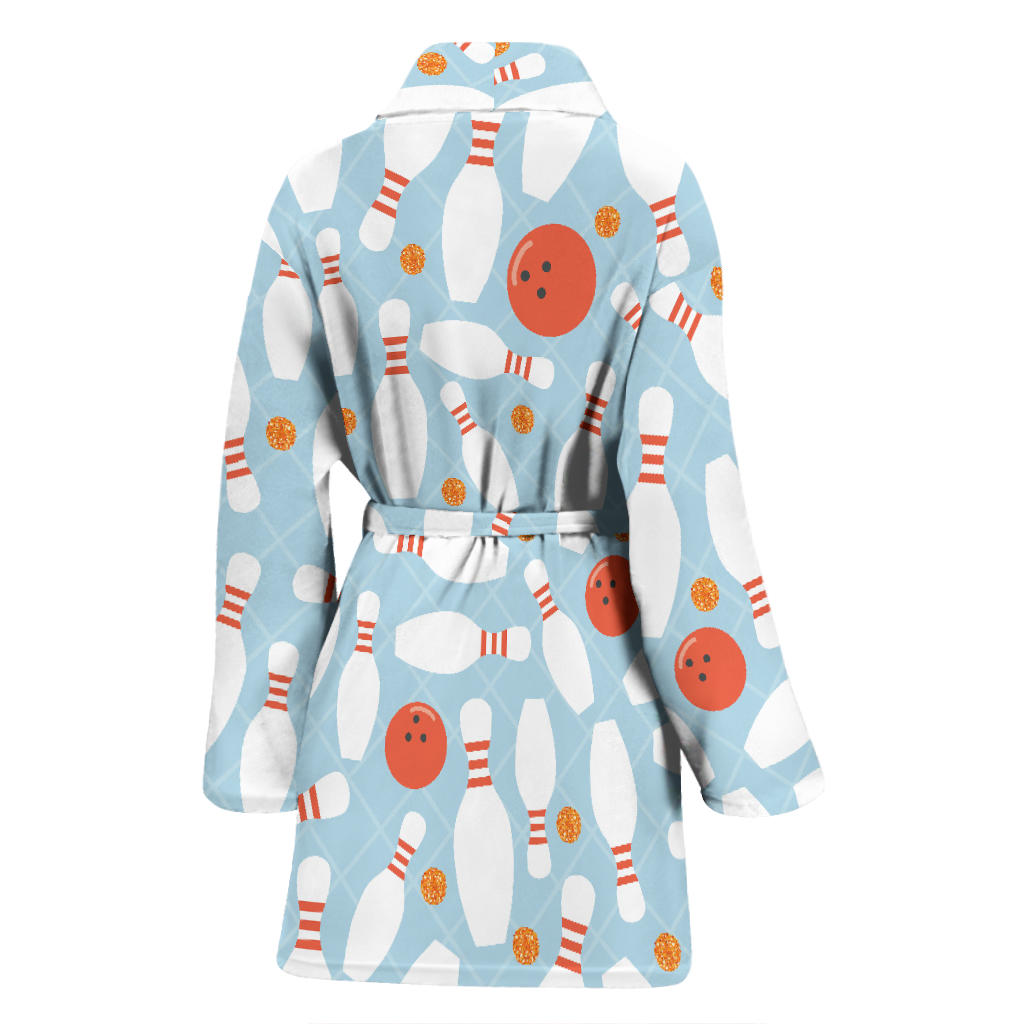 Bowling Pattern Print Design 09 Women Bathrobe