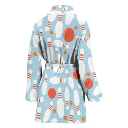 Bowling Pattern Print Design 09 Women Bathrobe
