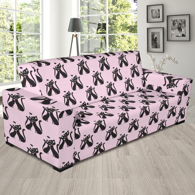 Black Cat Pattern Print Design 01 Sofa Slipcover