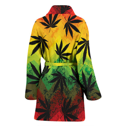 Rasta Pattern Print Design A02 Women Bathrobe