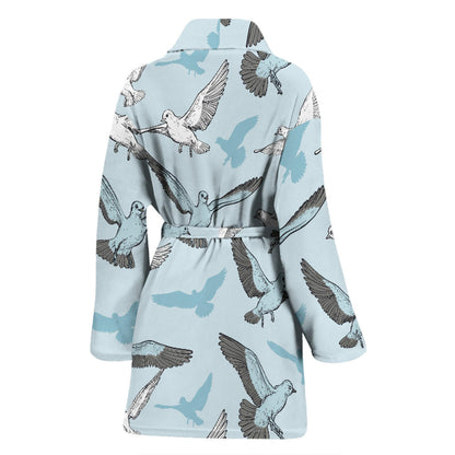 Pigeon Pattern Print Design 03 Women Bathrobe