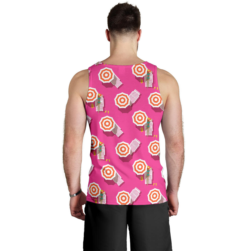 Beach Top View Umbrella Theme Men Tank Top