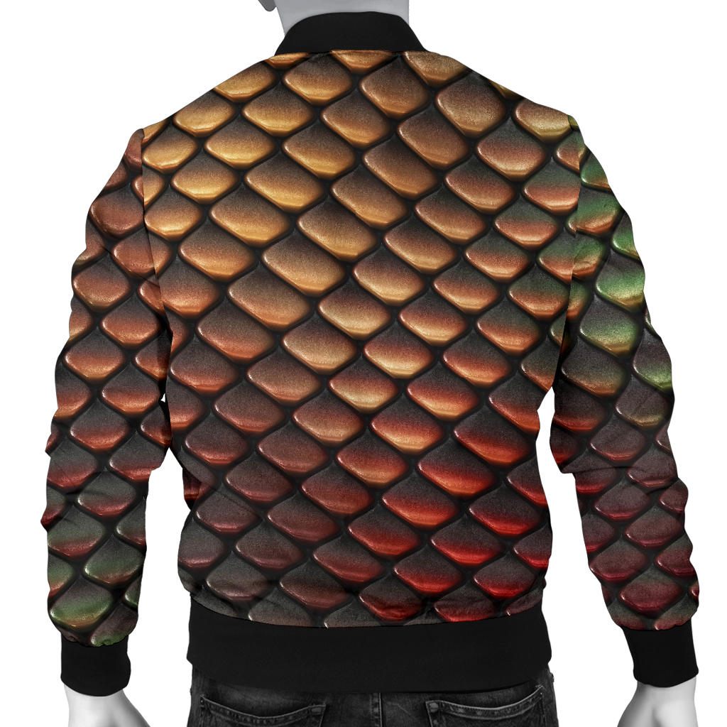 Snake Skin Colorful Print Men Bomber Jacket