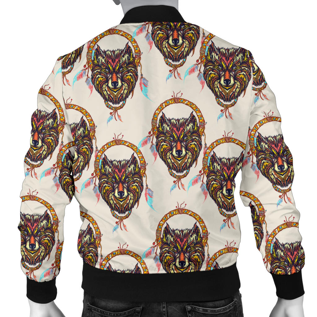 Wolf Tribal Dream Catcher Design Print Men Bomber Jacket