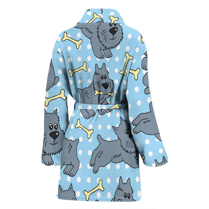 Schnauzers Pattern Print Design A02 Women Bathrobe