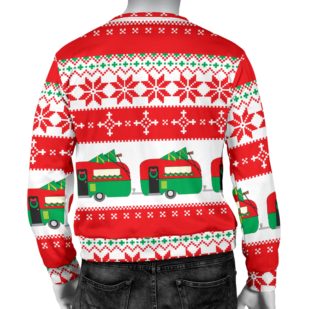 Camper Camping Ugly Christmas Design Print Men Long Sleeve Sweatshirt