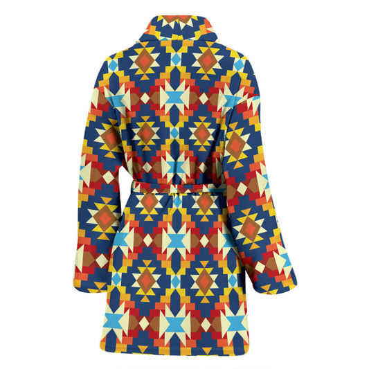 Aztec Pattern Print Design 01 Women Bathrobe
