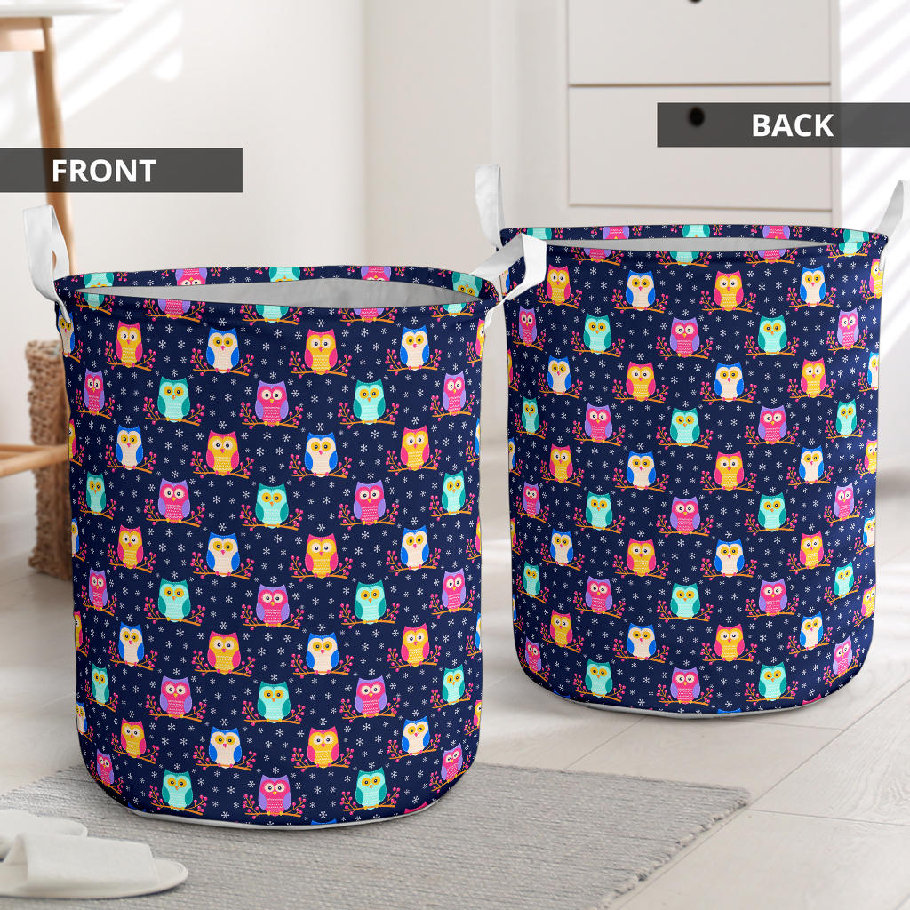 Owl Cute Themed Design Print Laundry Basket