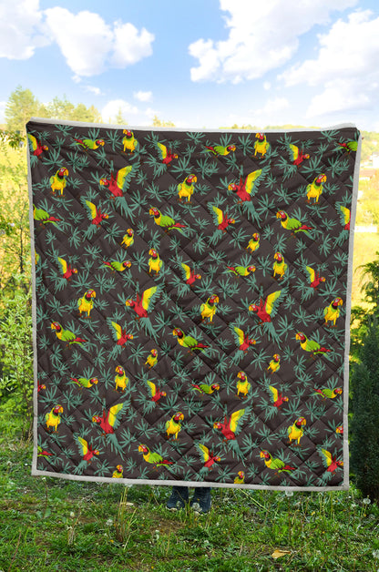 Parrot Themed Print Quilt Bedspread