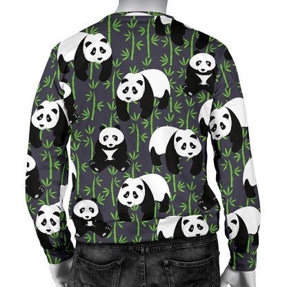 Panda Bear Bamboo Themed Print Men Long Sleeve Sweatshirt