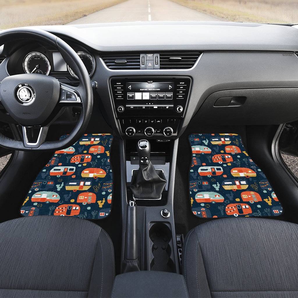 Camper Caravan Print Pattern Car Floor Mats Front Back