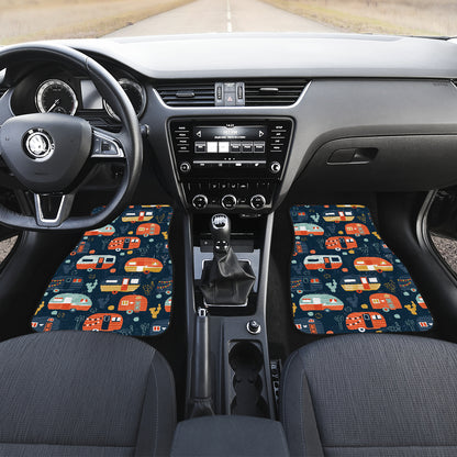 Camper Caravan Print Pattern Car Floor Mats Front Back
