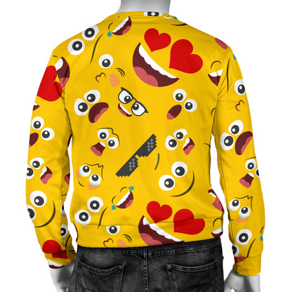 Emoji Face Print Pattern Men Long Sleeve Sweatshirt