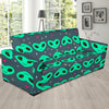 Alien Head Heart Pattern Print Design 03 Sofa Slipcover