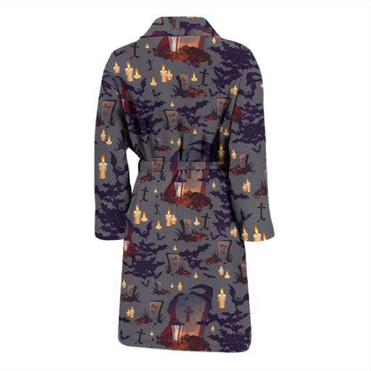 Creepy Graveyard Print Design LKS301 Men Bathrobe