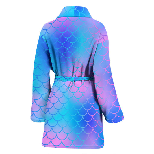 Mermaid Scales Pattern Print Design 04 Women Bathrobe