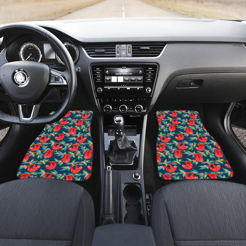 Sloth Red Design Themed Print Car Floor Mats Front Back