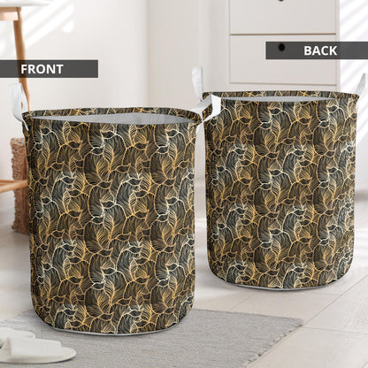 Elegant Gold leaf Print Laundry Basket