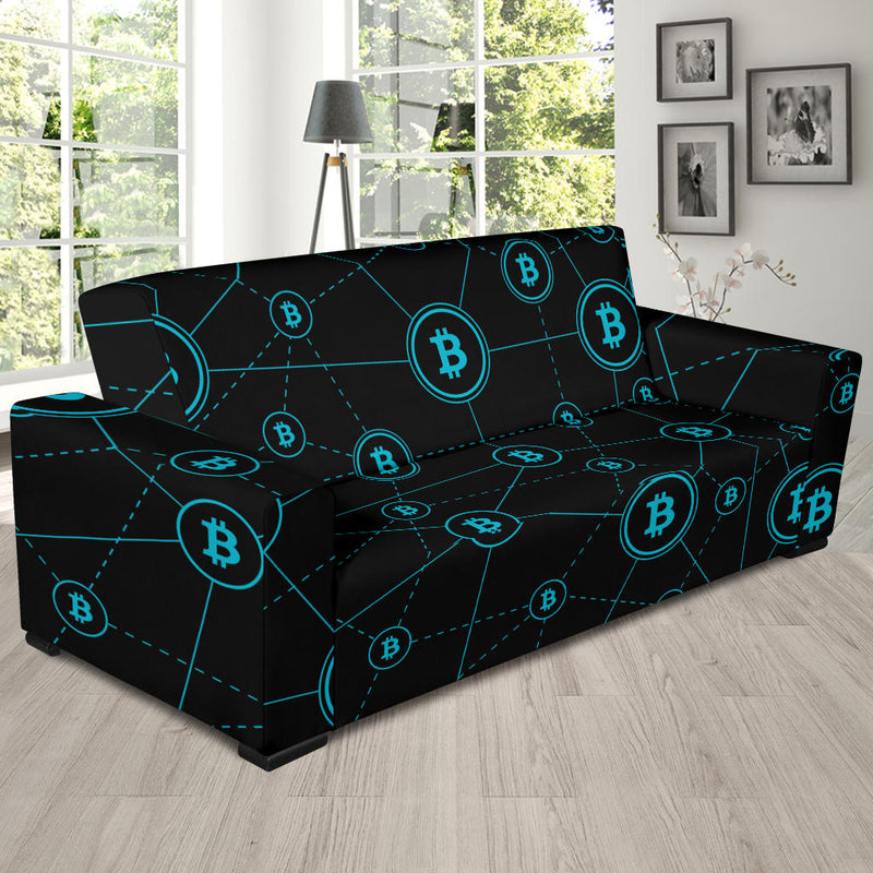 Cryptocurrency Pattern Print Design 01 Sofa Slipcover