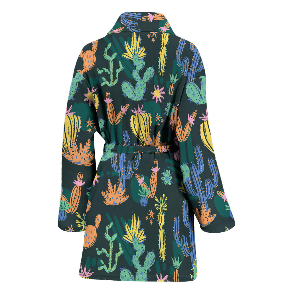 Cactus Pattern Print Design 05 Women Bathrobe