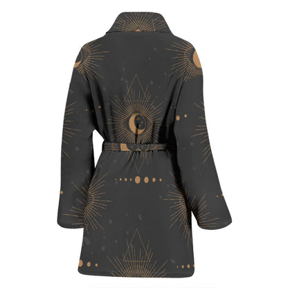 Moon Boho Pattern Print Design 02 Women Bathrobe
