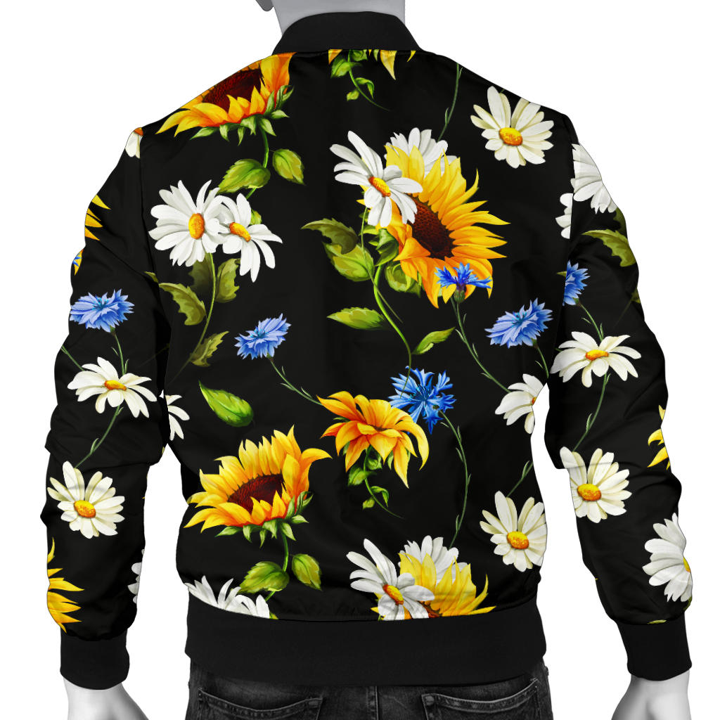 Sunflower Chamomile Bright Color Print  Men Bomber Jacket