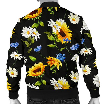 Sunflower Chamomile Bright Color Print  Men Bomber Jacket