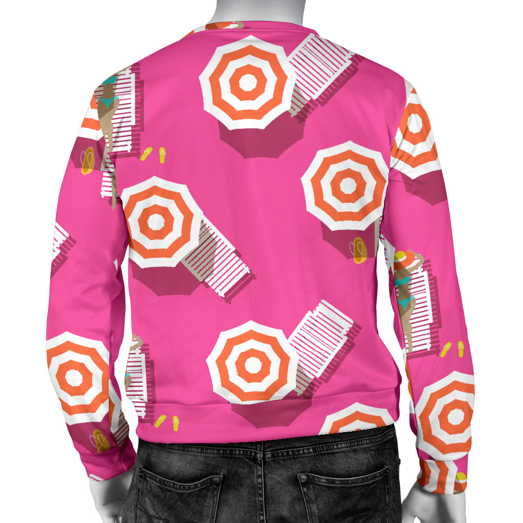 Beach Top View Umbrella Theme Men Long Sleeve Sweatshirt
