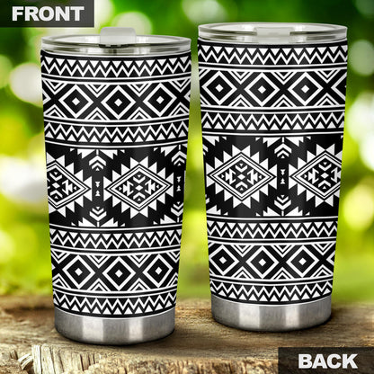 Aztec Black White Print Pattern Tumbler